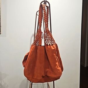 Shiraleah Suede Tote MSRP$284 Anthropologie Orange
